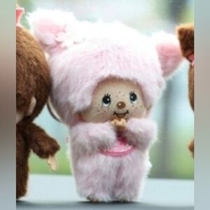 Monchhichi Plush Pink Girl Pendant Keychain Charm